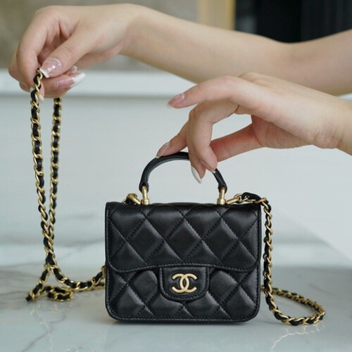 탑핸들 체인 플랩 동전 지갑 미니백 [블랙]