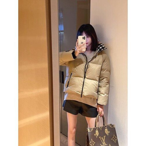 구스다운 숏패딩카라체크 2COLOR